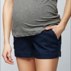 Luxe Essentials Denim Tailored Maternity Shorts